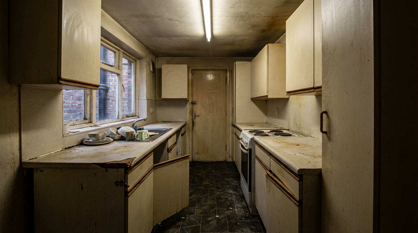 The dated kitchen before it was visualized with Framehouse