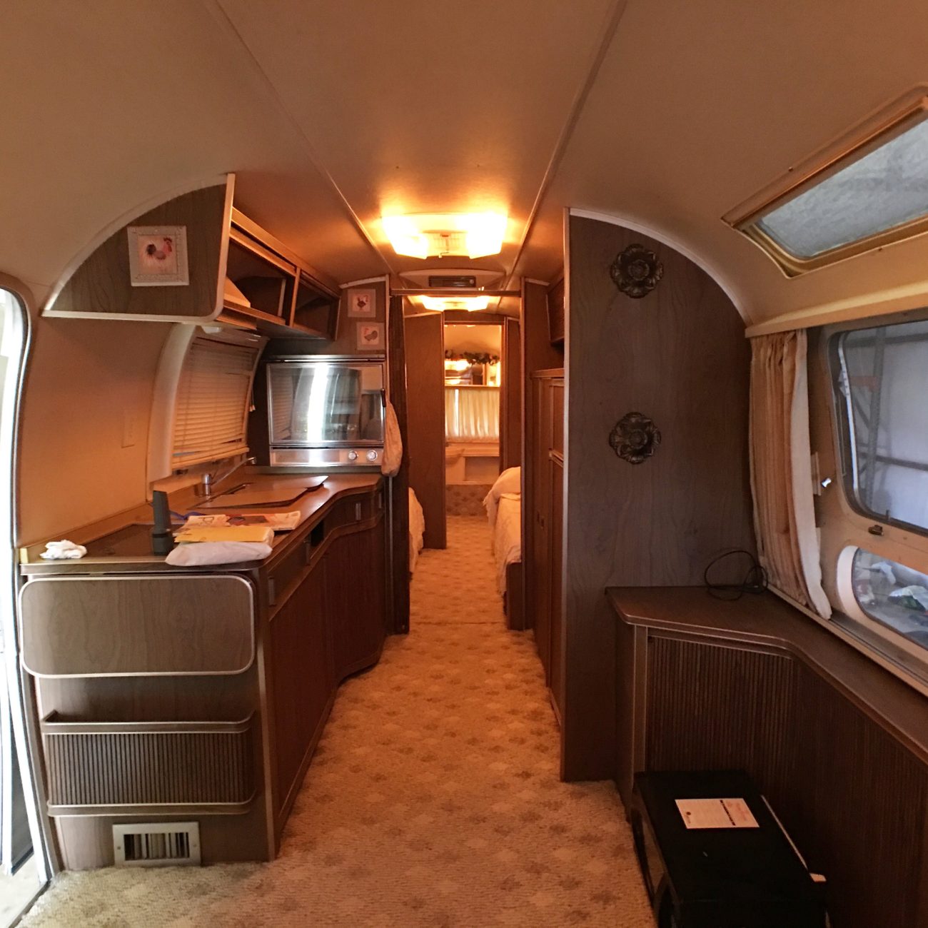The dated camper interior before it was visualized with Framehouse