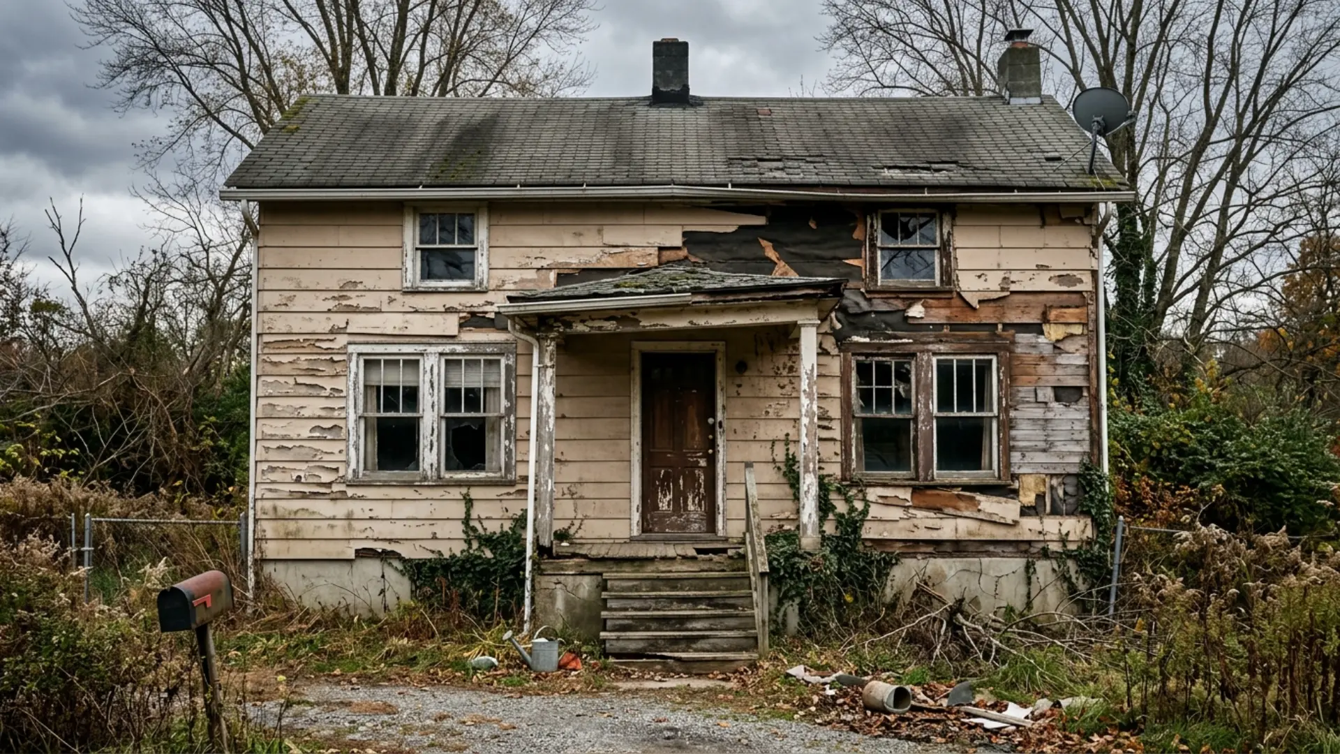 The worn house exterior before it was visualized with Framehouse